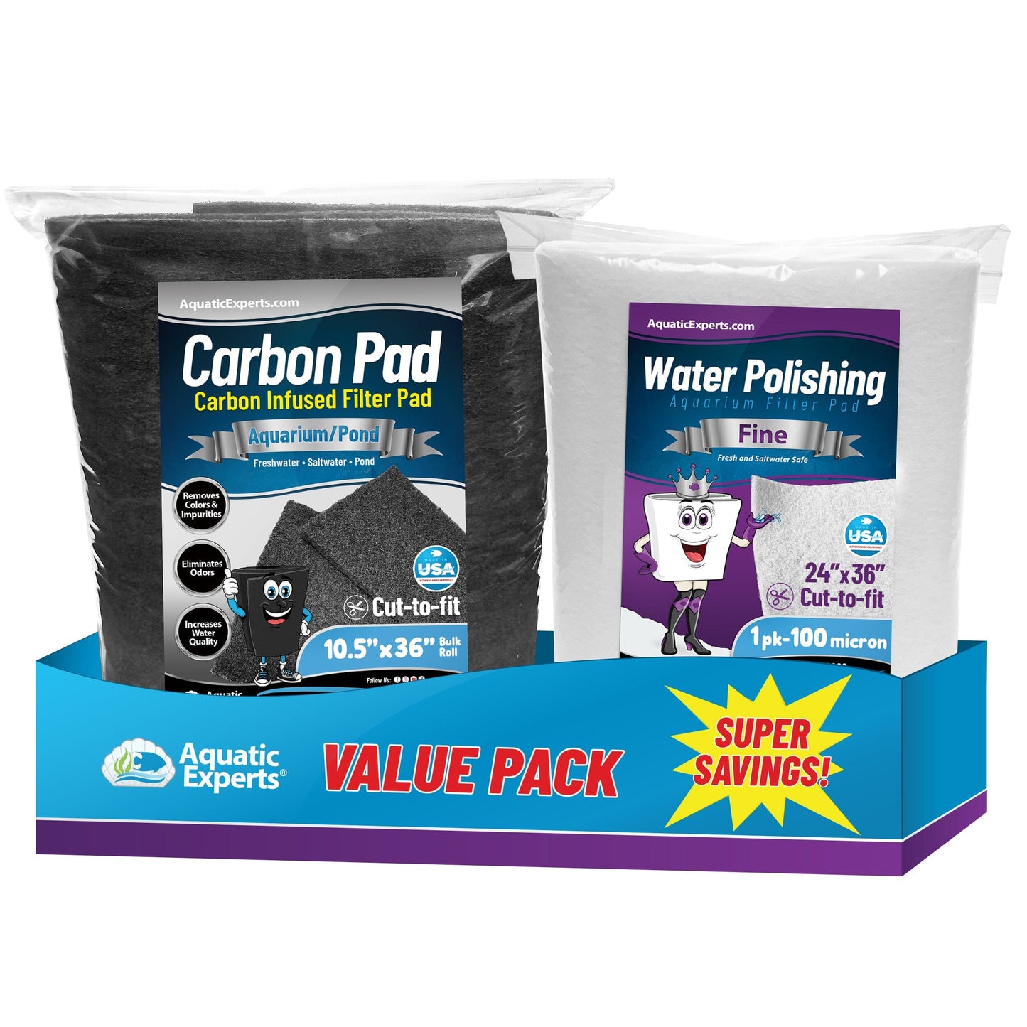 Aquarium Bundle - Carbon Pad Bundle - Carbon Pad Filter 10.5" x 36" & Water Polishing Pad 24" x 36" 100 Micron - 1 pack coral frag – live coral frag | Gem State Corals