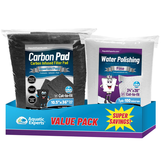 Aquarium Bundle - Carbon Pad Bundle - Carbon Pad Filter 10.5" x 36" & Water Polishing Pad 24" x 36" 100 Micron - 1 pack coral frag – live coral frag | Gem State Corals