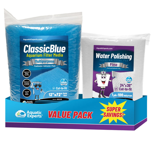 Aquarium Bundle - ClassicBlue 12" x 72" + Polishing Pad Filter Pad 100 Micron 1 pack coral frag – live coral frag | Gem State Corals