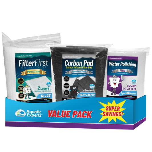 Aquarium Bundle - Carbon Filter 10.5"x36" + FilterFirst 12"x72"+ Polishing Pad 100 Micron Bundle coral frag – live coral frag | Gem State Corals